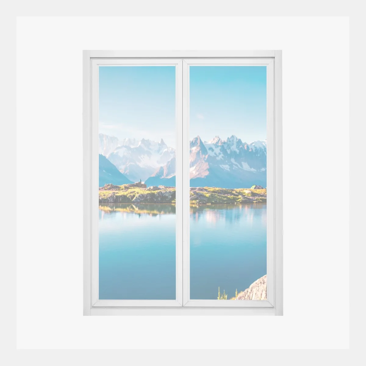 Window decal Lac Blanc with Mont Blanc panorama • Wallissimo® Window decal Lac Blanc with Mont Blanc panorama • Wallissimo®