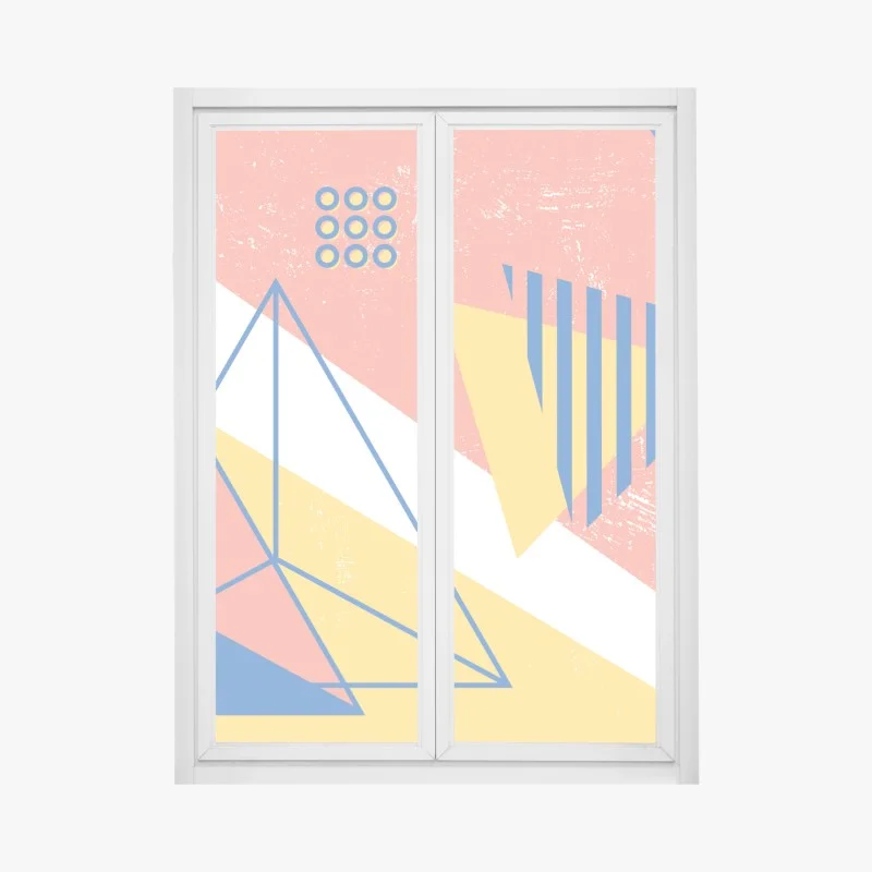 Window decal pastel geometric shapes composition