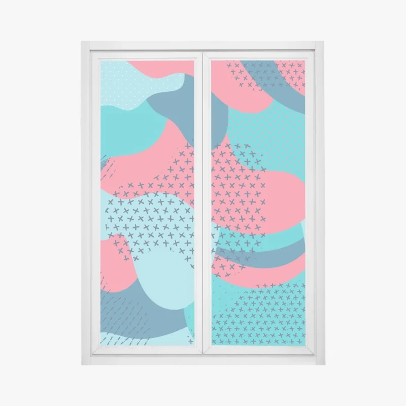 Window decal playful turquoise abstract pattern