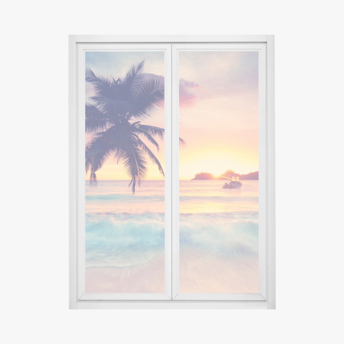 Window decal tropical pastel sunset seascape • Wallissimo® Window decal tropical pastel sunset seascape • Wallissimo®