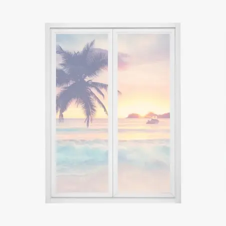 Window decal tropical pastel sunset seascape • Wallissimo®