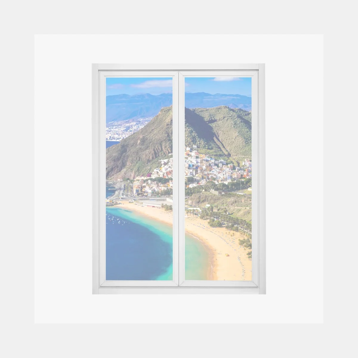 Window decal sunlit coastal bay with turquoise waters • Wallissimo® Window decal sunlit coastal bay with turquoise waters • Wallissimo®