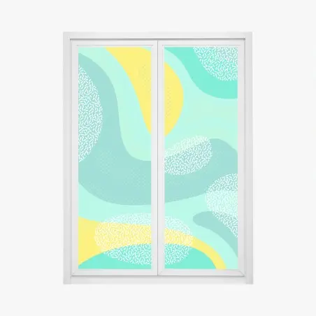 Window decal turquoise and yellow abstract pattern • Wallissimo®
