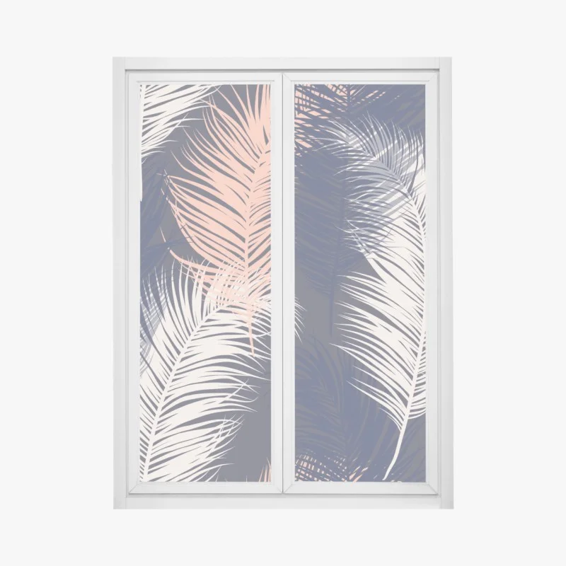 Window decal navy and blush feather pattern