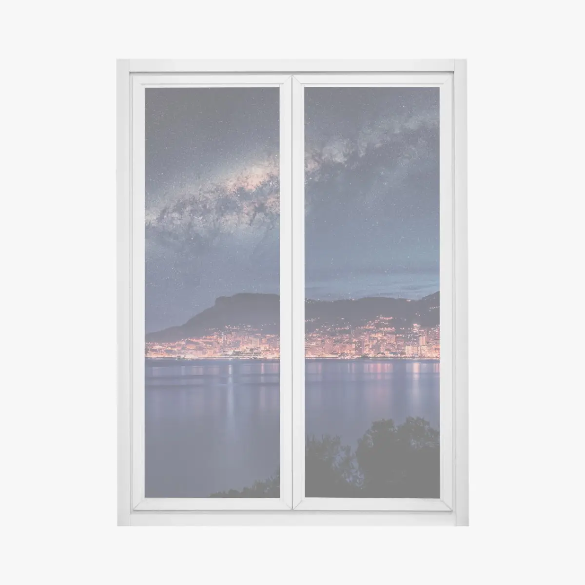 Window decal coastal city under the milky way • Wallissimo®