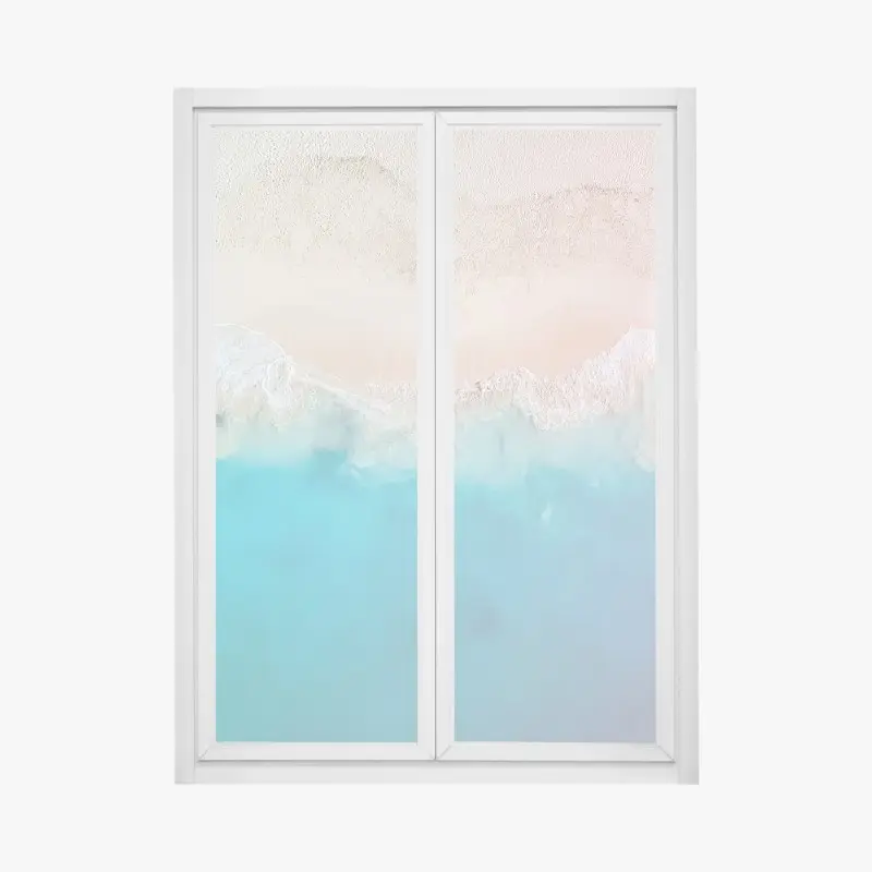 Window decal pastel turquoise beach aerial