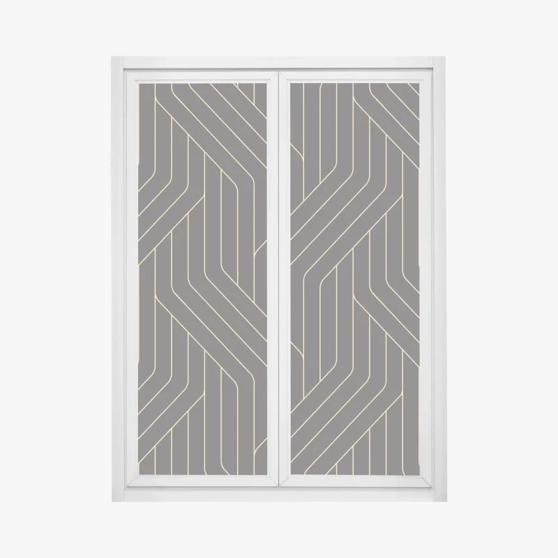 Window decal geometric art deco pattern with gold lines