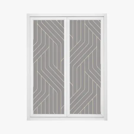 Window decal geometric art deco pattern with gold lines • Wallissimo®