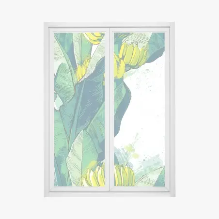 Window decal tropical banana leaf illustration • Wallissimo®