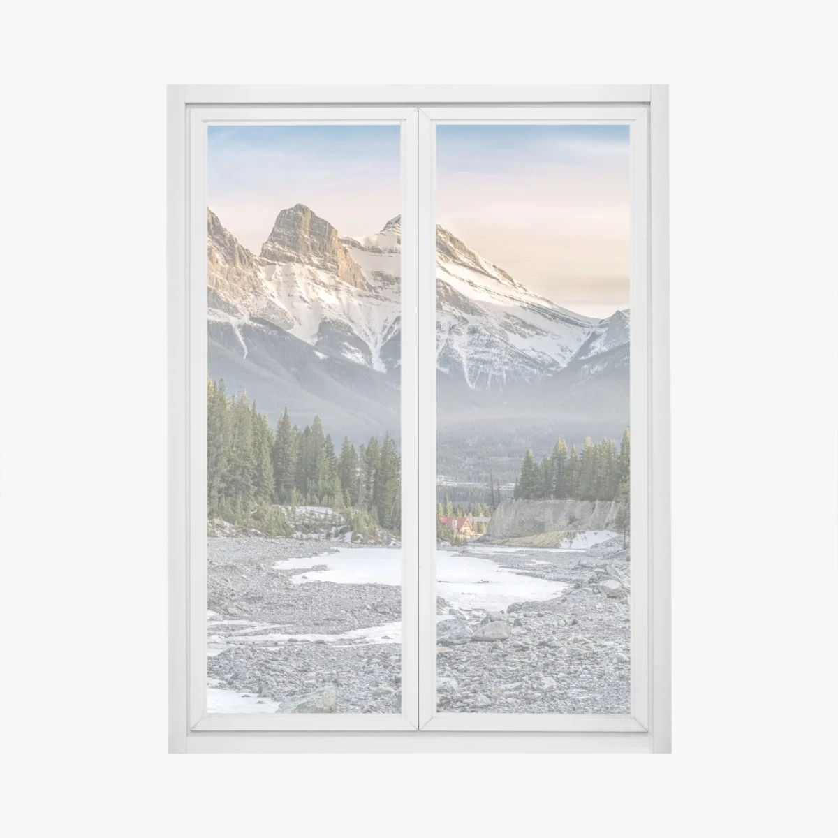 Window decal majestic mountain peaks and pine forest ⁕ Wallissimo® Window decal majestic mountain peaks and pine forest ⁕ Wallissimo®