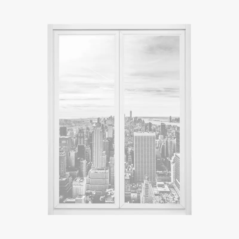 Window decal New York skyline in grayscale