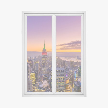 Window decal vibrant New York skyline at sunset • Wallissimo®