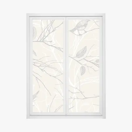 Window decal soft beige bird and branch pattern • Wallissimo®