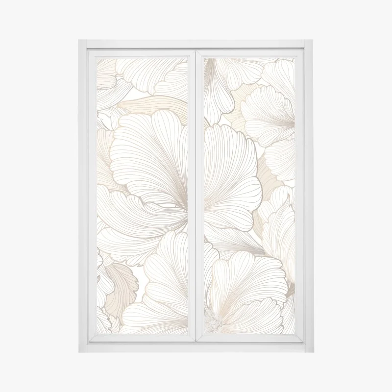 Window decal delicate beige floral illustration