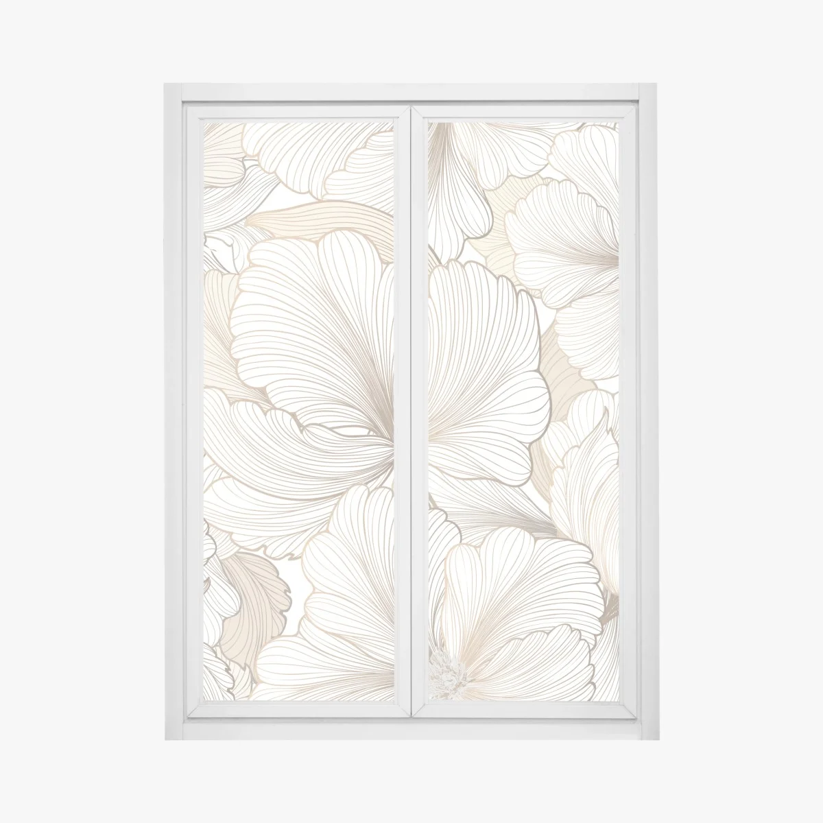 Window decal delicate beige floral illustration • Wallissimo® Window decal delicate beige floral illustration • Wallissimo®