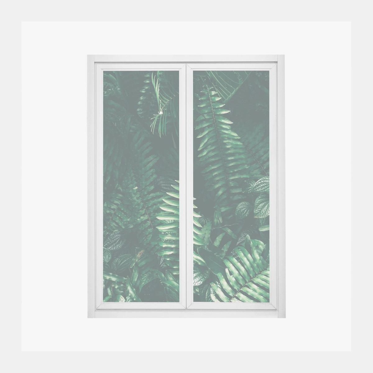 Window decal tropical green leaves composition ⁕ Wallissimo® Window decal tropical green leaves composition ⁕ Wallissimo®