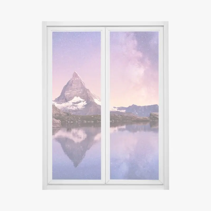 Window decal Matterhorn reflection under the Milky Way