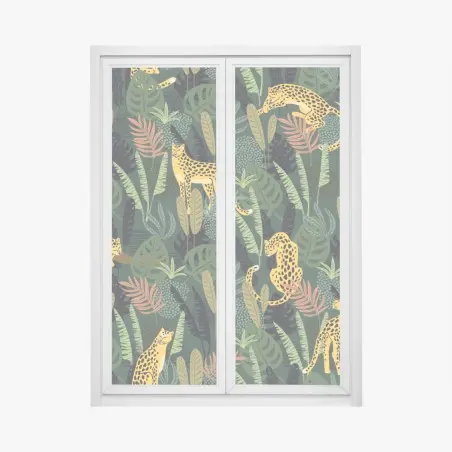 Window decal tropical leopard jungle pattern • Wallissimo®