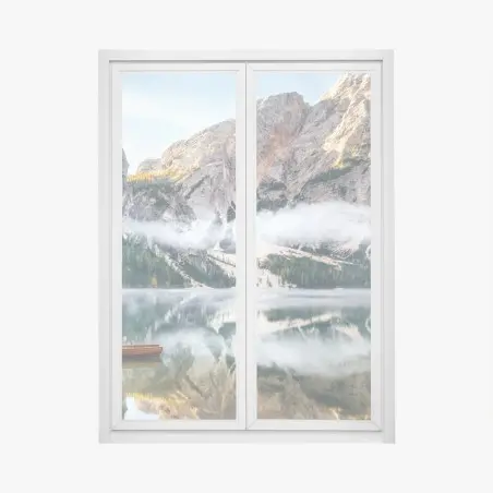Window decal misty alpine lake reflection • Wallissimo®