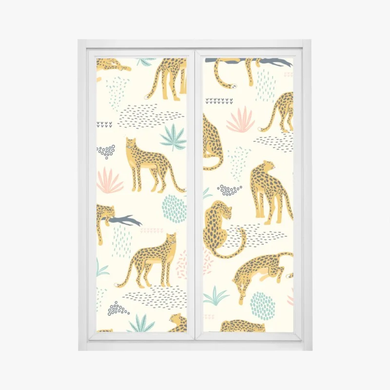 Window decal playful cheetah pattern in pastel tones