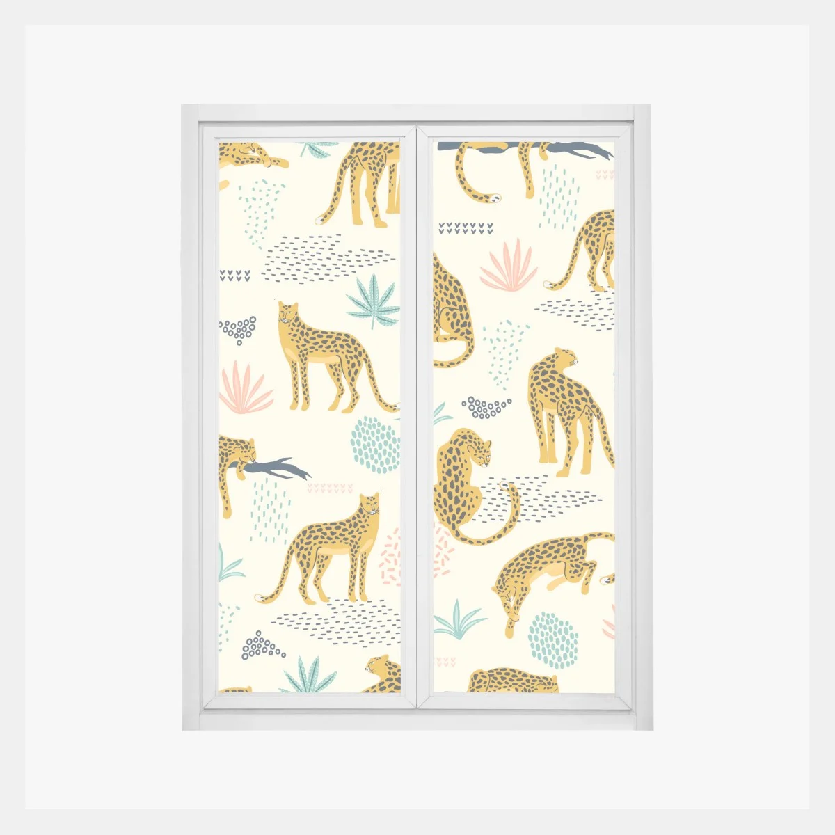 Window decal playful cheetah pattern in pastel tones • Wallissimo® Window decal playful cheetah pattern in pastel tones • Wallissimo®