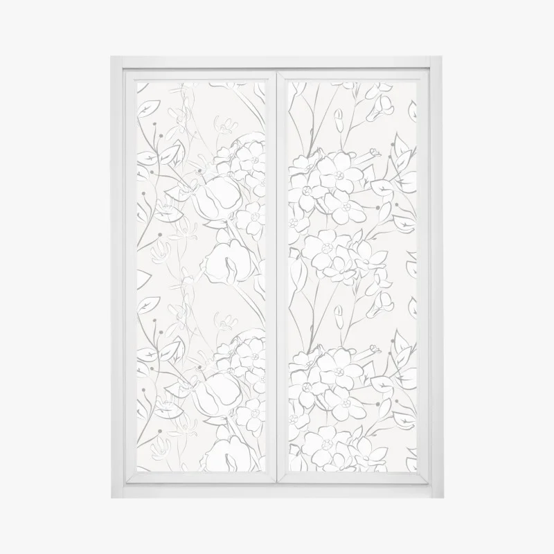 Window decal delicate pastel floral design