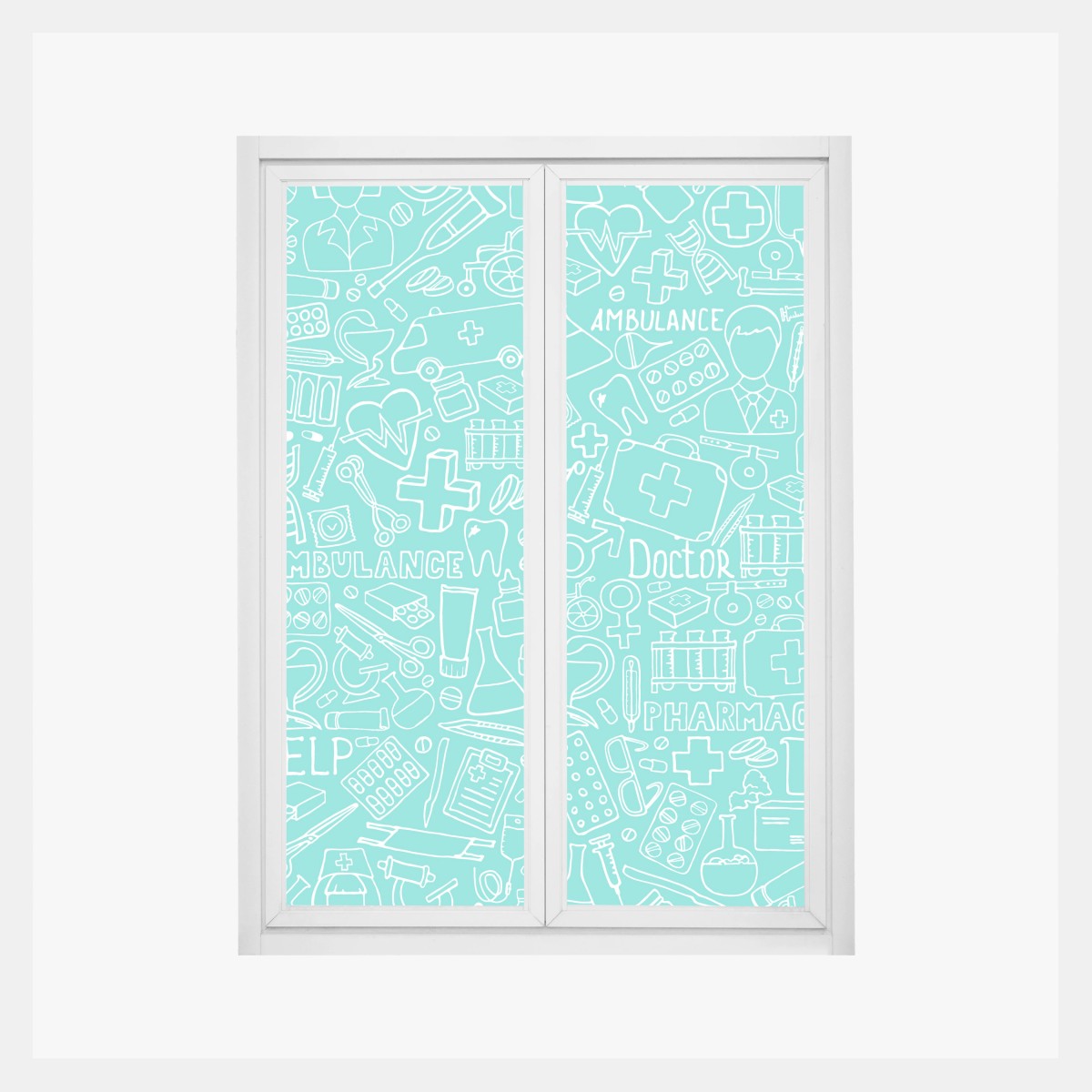 Window decal turquoise medical icons seamless pattern • Wallissimo®