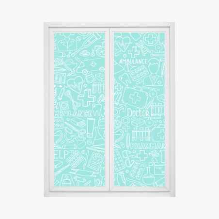 Window decal turquoise medical icons seamless pattern • Wallissimo®