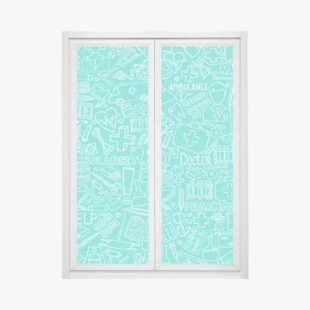Window decal turquoise medical icons seamless pattern • Wallissimo®
