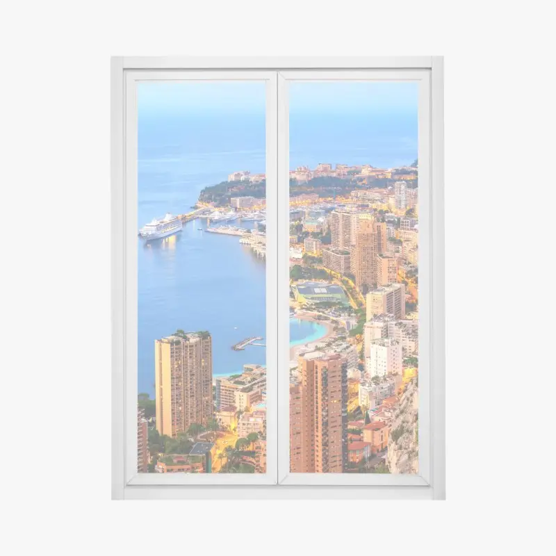 Window decal Monaco coastal cityscape at dusk