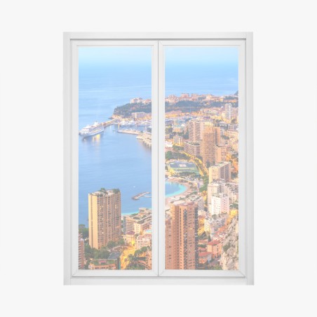 Window decal Monaco coastal cityscape at dusk • Wallissimo®