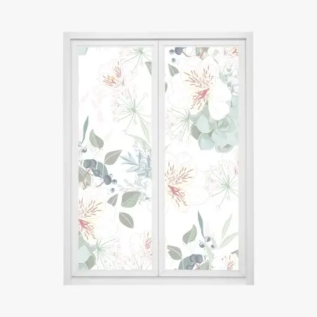 Window decal delicate pastel floral pattern • Wallissimo®