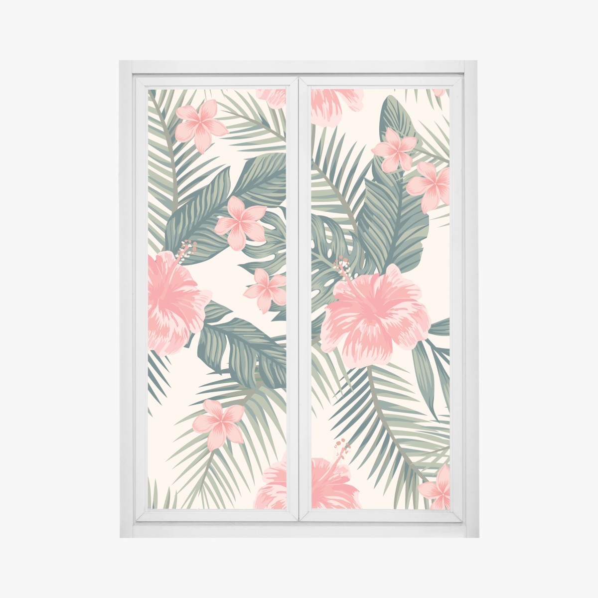 Window decal tropical hibiscus floral pattern • Wallissimo® Window decal tropical hibiscus floral pattern • Wallissimo®