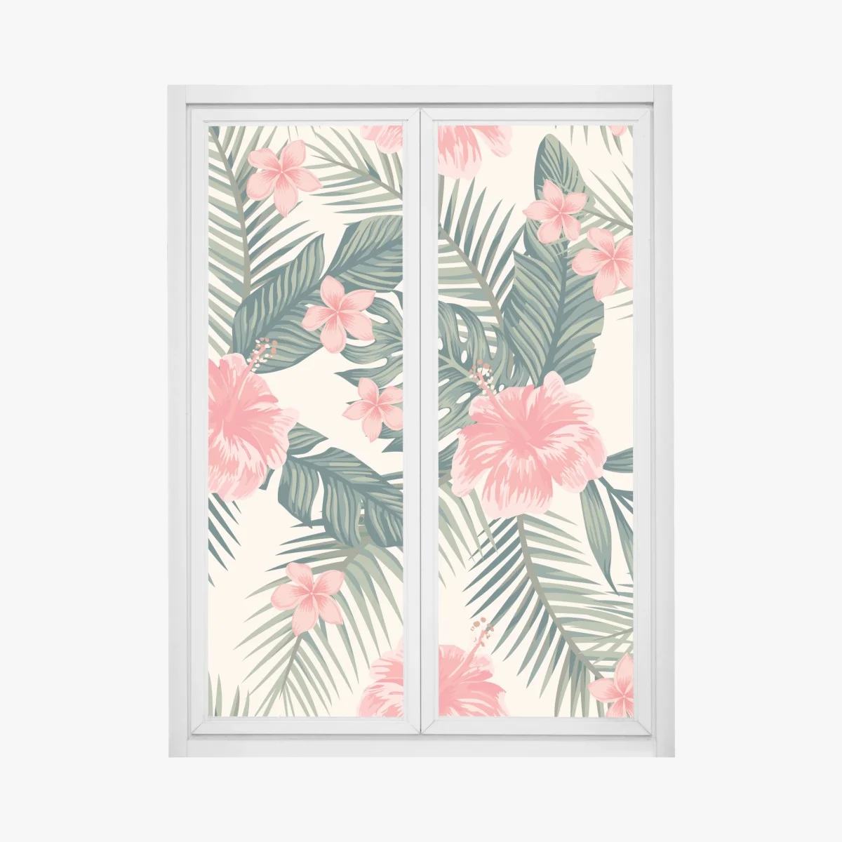 Window decal tropical hibiscus floral pattern ⁕ Wallissimo® Window decal tropical hibiscus floral pattern ⁕ Wallissimo®
