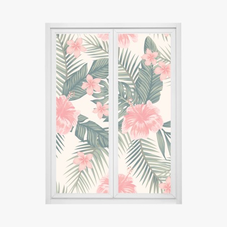 Window decal tropical hibiscus floral pattern • Wallissimo®