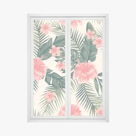 Window decal tropical hibiscus floral pattern • Wallissimo®