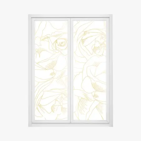 Window decal delicate gold rose line art pattern • Wallissimo®