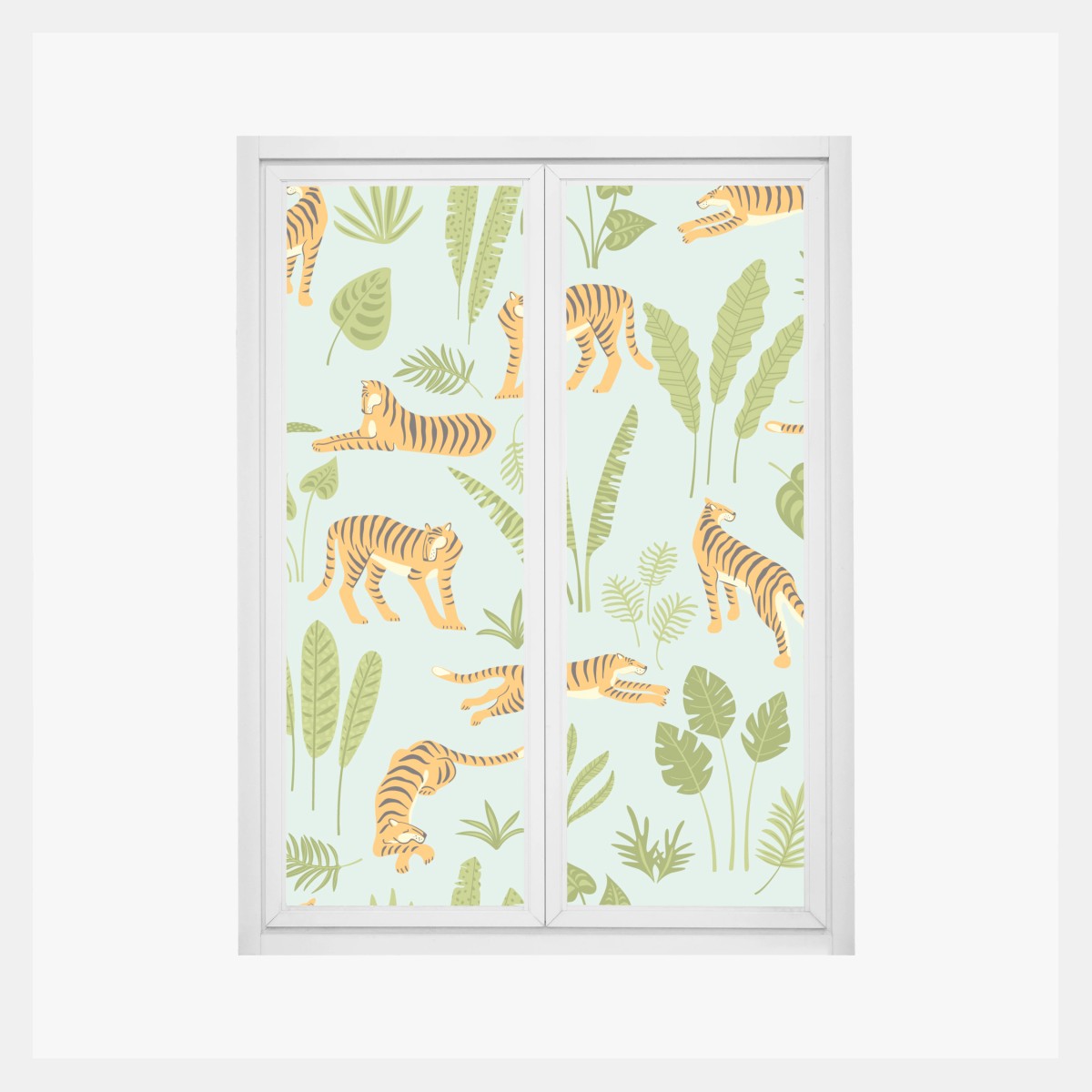 Window decal playful tiger jungle pattern • Wallissimo® Window decal playful tiger jungle pattern • Wallissimo®