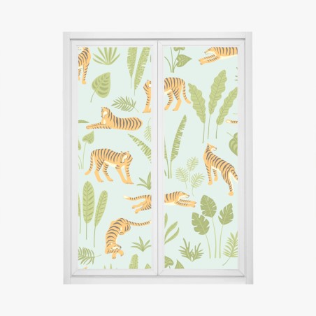 Window decal playful tiger jungle pattern • Wallissimo®