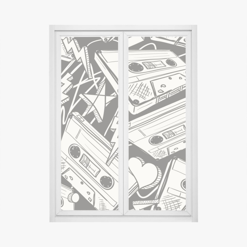 Window decal vintage cassette tape pattern