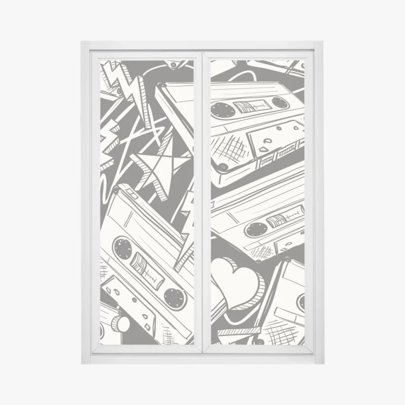 Window decal vintage cassette tape pattern