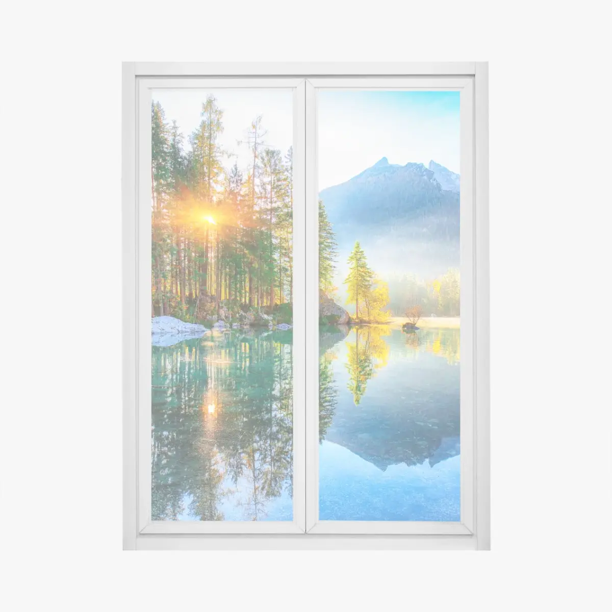 Window decal Hintersee autumn sunrise over turquoise lake • Wallissimo® Window decal Hintersee autumn sunrise over turquoise lake • Wallissimo®