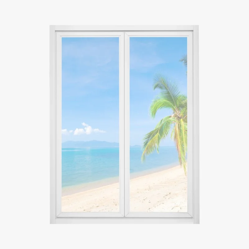 Window decal tropical palm beach paradise