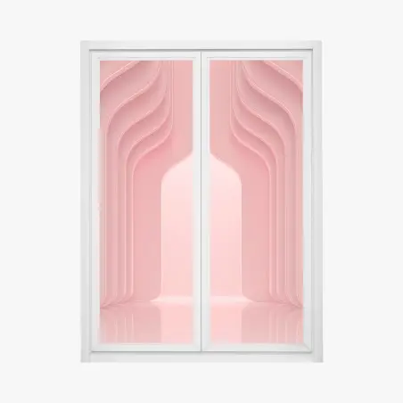Window decal coral pink curved archway abstract • Wallissimo®