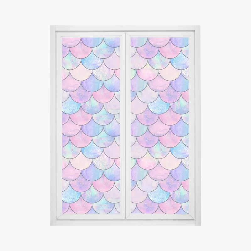 Window decal pastel mermaid scales pattern