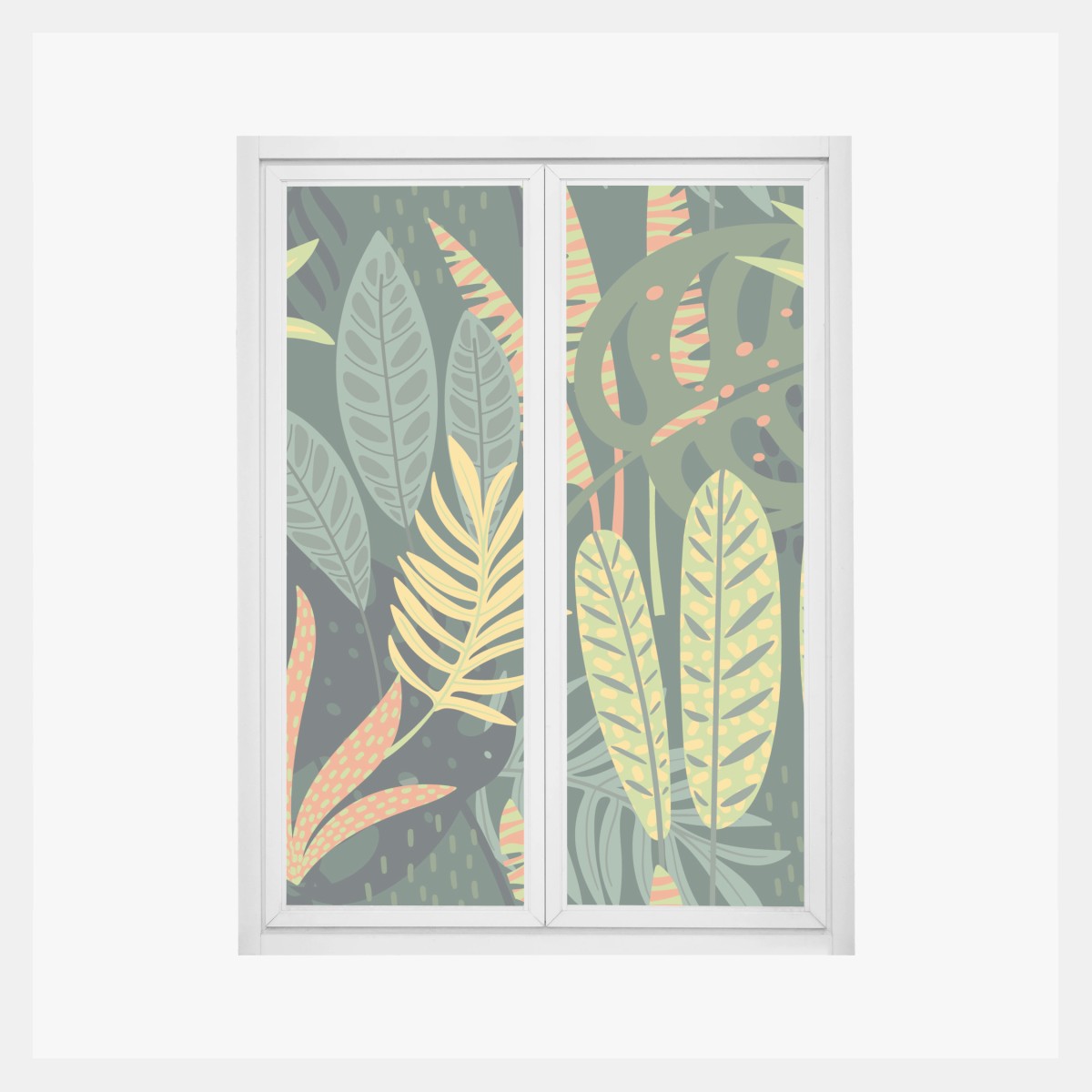 Window decal vibrant tropical foliage pattern • Wallissimo® Window decal vibrant tropical foliage pattern • Wallissimo®