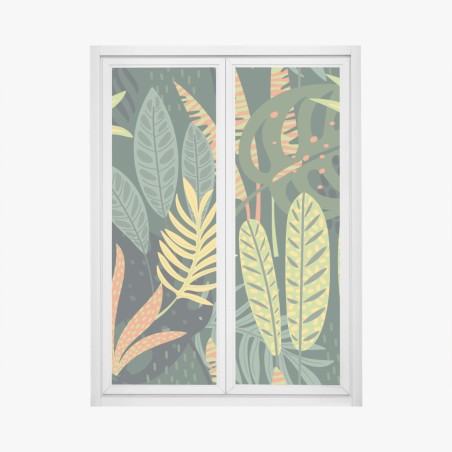 Window decal vibrant tropical foliage pattern • Wallissimo®