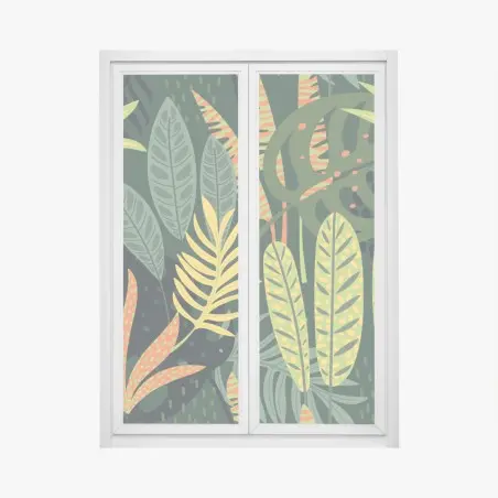 Window decal vibrant tropical foliage pattern • Wallissimo®