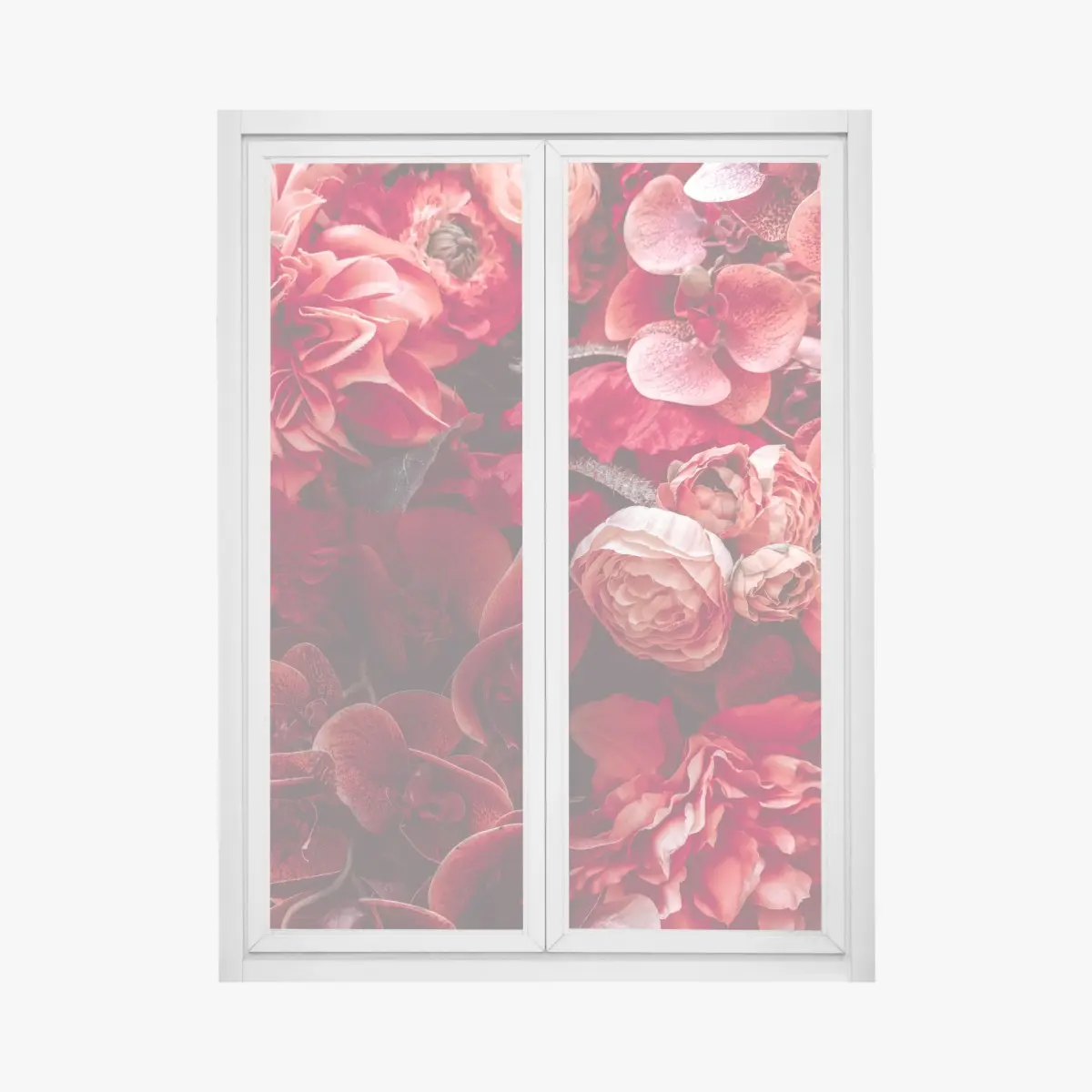 Window decal crimson rose and orchid bouquet • Wallissimo® Window decal crimson rose and orchid bouquet • Wallissimo®