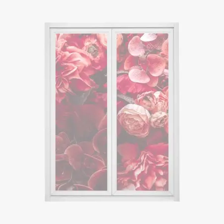 Window decal crimson rose and orchid bouquet • Wallissimo®